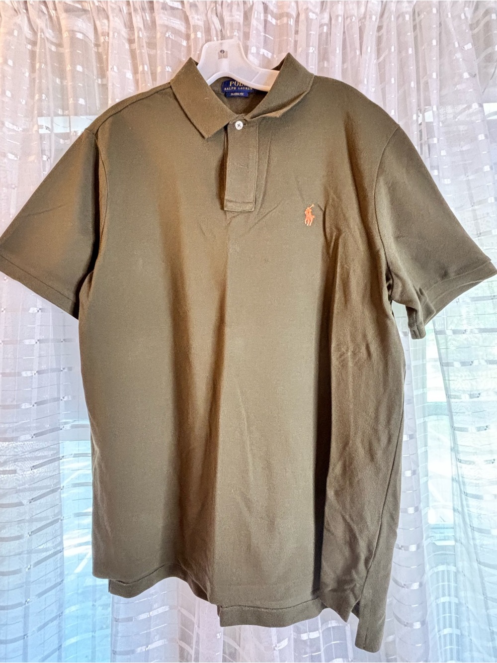 Ralph Lauren Olive Polo with Orange Pony Embroidery